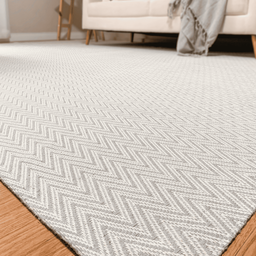 Tapete Sala Quarto Artesanal 2,50 X 3,00m Chevron Cinza Cru Antiderrapante Grande Rústico - 3