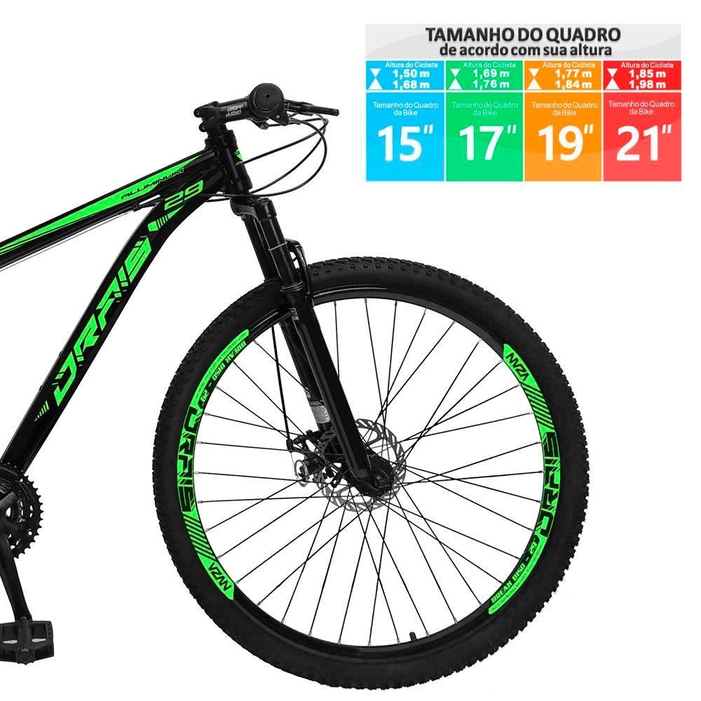 Bicicleta Aro 29 Drais 24V Freio a Disco Câmbios Shimano 17" Preto/Verde - 303 - 2