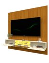 Ver imagem 3 de Conjunto Painel Home Modulo Suspenso TV 85 Polegadas Sheron Cor:Off-White/Madeira