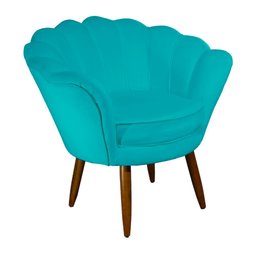 Poltrona Decorativa Pétala Azul Turquesa - 1