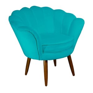 Poltrona Decorativa Pétala Azul Turquesa