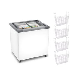 Kit - Freezer Horizontal Tampa de Vidro 144 Litros Nf20 127v + 4 Cestos Nextgen Branco 127v - 1