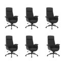 Ver imagem 1 de Kit com 6 Cadeiras Office Diretor com Revestimento Couro e Base em Aço Cromado Valencia Preto