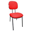 Ver imagem 1 de Cadeira Fixa Estofada Secretaria Pé Palito em Tecido Jserrano Vermelho