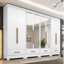 Ver imagem 1 de Quarto Modulado 100% MDF 4 Peças 8 Portas 4 Gavetas com Espelhos Smart Plus Branco