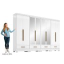 Ver imagem 4 de Quarto Modulado 100% MDF 4 Peças 8 Portas 4 Gavetas com Espelhos Smart Plus Branco