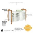 Ver imagem 5 de Quarto de Bebê Completo Berço 3 em 1, Cômoda e Guarda Roupa MDF Nina Espresso Móveis Branco/Amêndoa