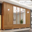 Ver imagem 2 de Quarto Modulado 100% MDF 4 Peças 8 Portas 4 Gavetas com Espelhos Smart Plus Bege/Cinamomo