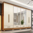 Ver imagem 1 de Quarto Modulado 100% MDF 4 Peças 8 Portas 4 Gavetas com Espelhos Smart Plus Bege/Cinamomo/Offwhite