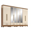 Ver imagem 3 de Quarto Modulado 100% MDF 4 Peças 8 Portas 4 Gavetas com Espelhos Smart Plus Bege/Cinamomo/Offwhite
