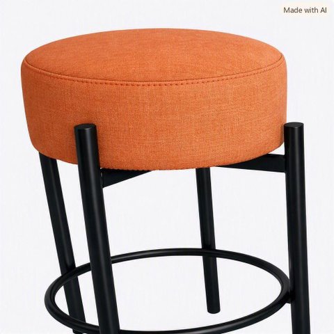 Banqueta Alta Glamour Assento em Veludo Base Fixa sem Encosto Laranja Smf Decor