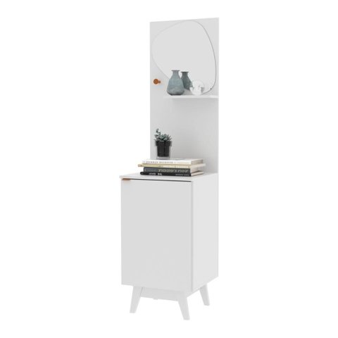 Aparador com Espelho 45cm 1 Porta Flex Retrô Multimóveis Cr50221 Branco