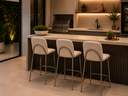 Ver imagem 1 de Kit 3 Banquetas para Cozinha Balcão Ilha Dubai Linho Off White