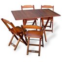 Ver imagem 6 de Kit de 5 Conjuntos de Mesa Dobrável 70x110 com 4 Cadeiras Imbuia - Cor: Marrom