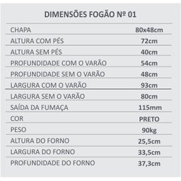 Fogão A Lenha Nº 01 Esquerdo Ferro Fundido Preto 3E - 2