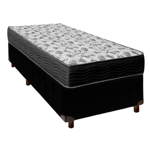 Conjunto Cama Box Preto Solteiro + Colchão D33 Iso100 Ortobom