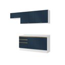 Ver imagem 2 de Armário de Cozinha Completa 100% Mdf 260cm Branco/azul Profundo Celeste Kappesberg