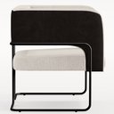 Ver imagem 6 de Poltrona Decorativa Scarlett D02 Base Aço Preto Corano Preto C-05 Linho Cru C-443 - Lyam Decor
