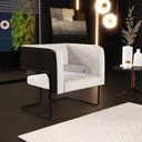 Ver imagem 2 de Poltrona Decorativa Scarlett D02 Base Aço Preto Corano Preto C-05 Linho Cru C-443 - Lyam Decor