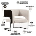 Ver imagem 4 de Poltrona Decorativa Scarlett D02 Base Aço Preto Corano Preto C-05 Linho Cru C-443 - Lyam Decor
