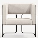 Ver imagem 3 de Poltrona Decorativa Scarlett D02 Base Aço Preto Corano Preto C-05 Linho Cru C-443 - Lyam Decor