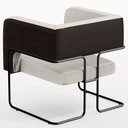 Ver imagem 7 de Poltrona Decorativa Scarlett D02 Base Aço Preto Corano Preto C-05 Linho Cru C-443 - Lyam Decor