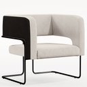 Ver imagem 1 de Poltrona Decorativa Scarlett D02 Base Aço Preto Corano Preto C-05 Linho Cru C-443 - Lyam Decor