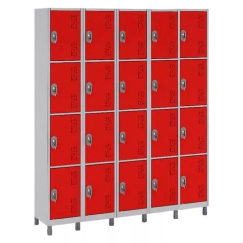 Locker de Aço 20 Portas Varias Cores Resistente e Seguro:vermelho