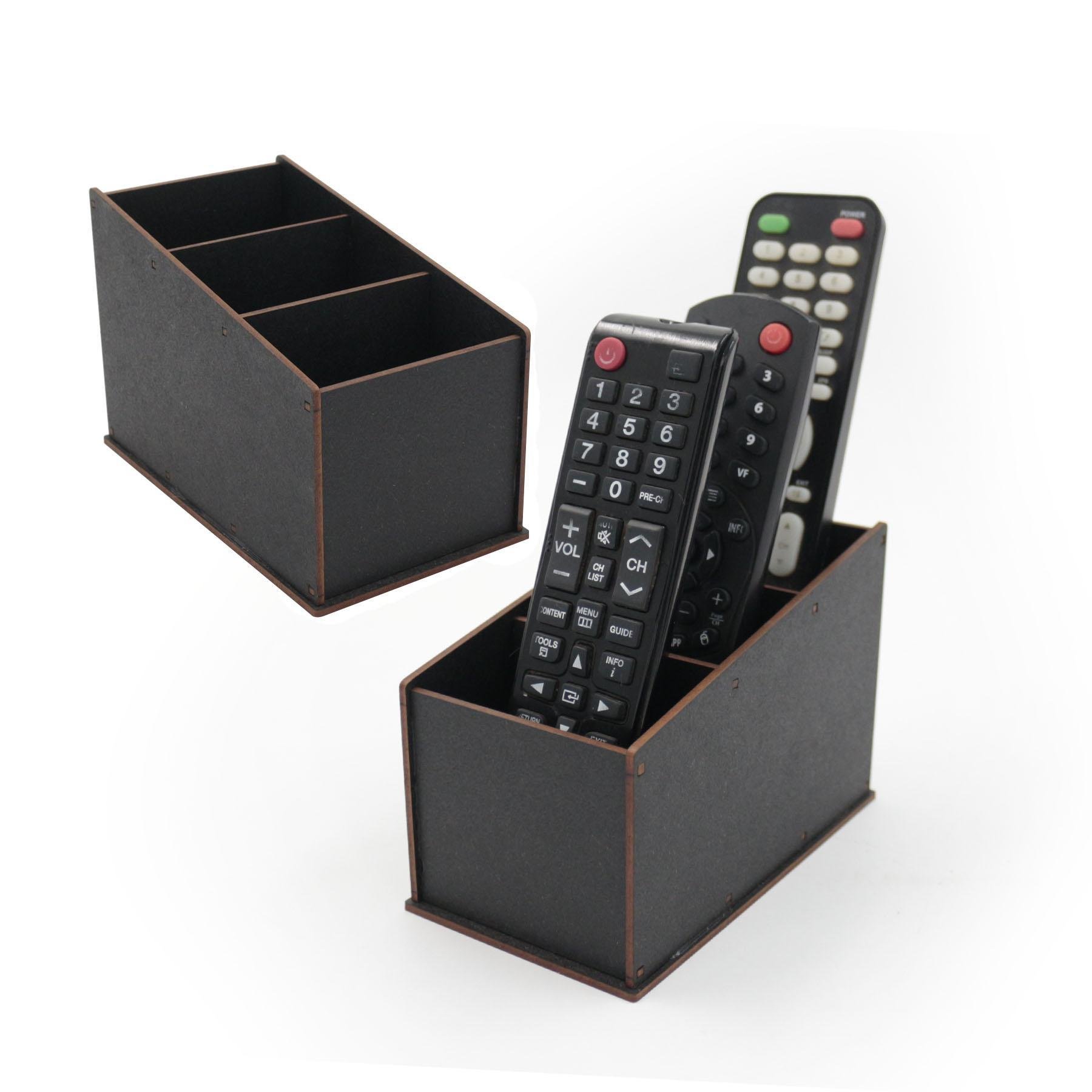Kit 2 Porta Controle Remotos Pintura com 3 Divisórias em Mdf - 1