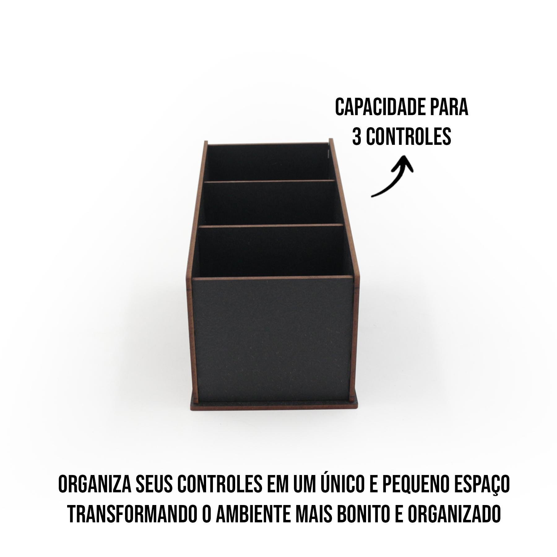 Kit 2 Porta Controle Remotos Pintura com 3 Divisórias em Mdf - 3