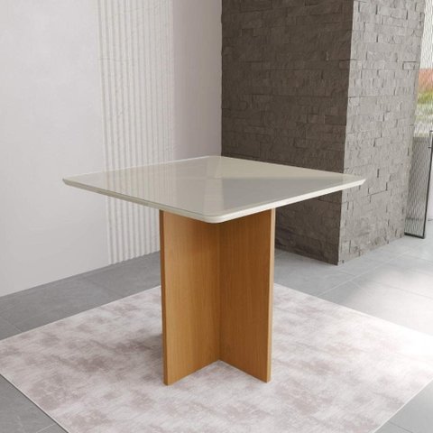 Mesa de Jantar Quadrada Tampo de Vidro Fidelitá Barcelona 90cm