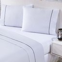 Ver imagem 1 de Jogo de Cama Lençol 100% Algodão Percal 150 Fios Casal Gran Moratta 4 Peças - Branco e Cinza