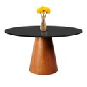 Ver imagem 1 de Mesa de Jantar Cone Base Mel 90 Cm Tampo Redondo com Vidro Preto