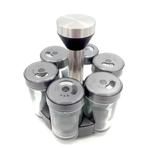 Organizador Porta Condimentos Giratório 6 Potes Vidro 100ml