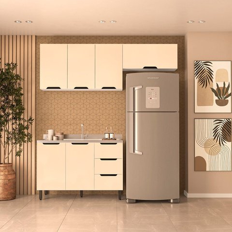 Cozinha Completa 3 Peças sem Tampo Meena Bege/Branco/Creme