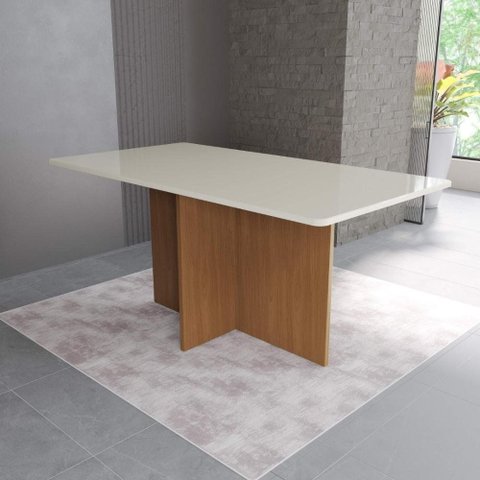 Mesa de Jantar Retangular Tampo de Madeira Fidelitá Itália 170cm