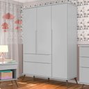 Ver imagem 7 de Cômoda e Guarda Roupa Infantil Retro Alice Cinza Acetinado - Phoenix Baby