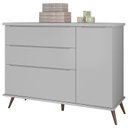 Ver imagem 2 de Cômoda e Guarda Roupa Infantil Retro Alice Cinza Acetinado - Phoenix Baby