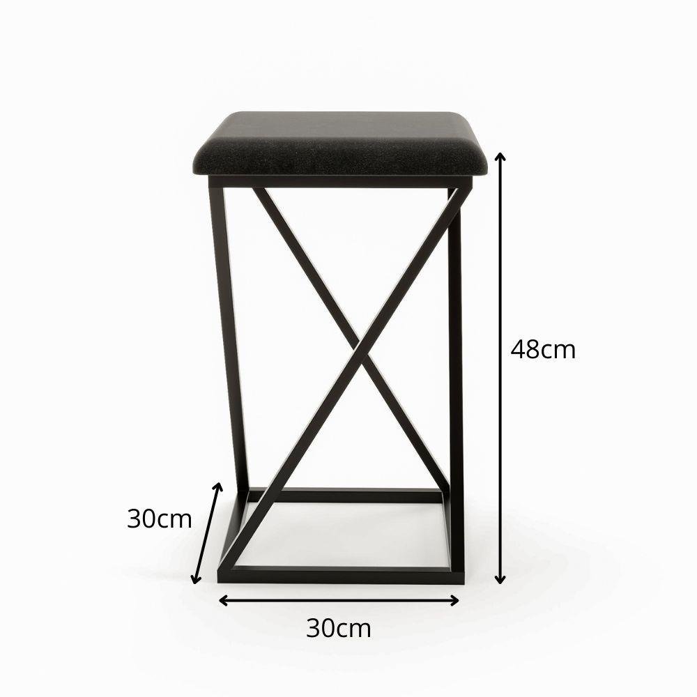 Banqueta Z Baixa 48cm com Armação de Metal Preto Assento Preto - 2