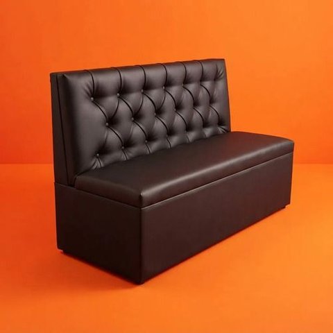 Poltrona Sofá Booth Prime 2 Lugares Preto Capitione Costurado