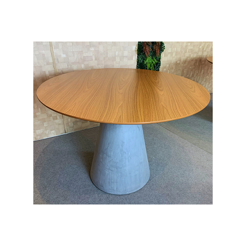 Mesa de Jantar Cone Cimento Rústico 160cm Tampo Freijó - Marrom