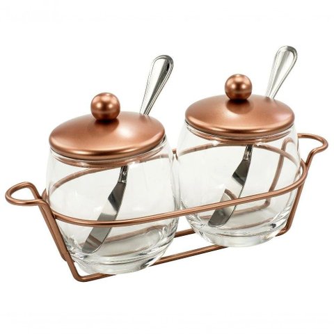 Kit para Servir Geléia Molhos Cobre Inox Vidro Antepastos