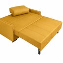 Ver imagem 5 de Sofá-Cama 154cm Retrátil Reclinável Linho Pés Madeira Isis Amarelo