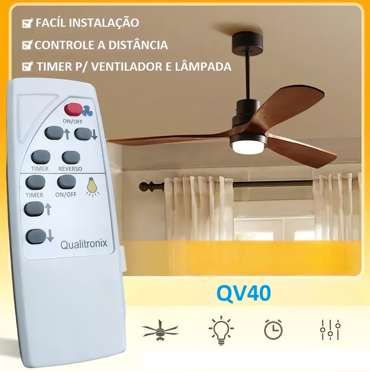 Controle Remoto Qualitronix para Ventilador e Lâmpada - 8