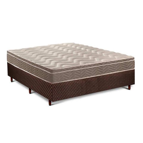 Cama Box Casal: Colchão Ortopédico Paropas D33/EP Confort Ultra Firme + Base CRC Fantasy Brown(138x1