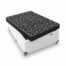 Cama Box Baú Viúva + Colchão Espuma D20 - 56x128x188cm - e-Shop Casa - Couro Branco - 7