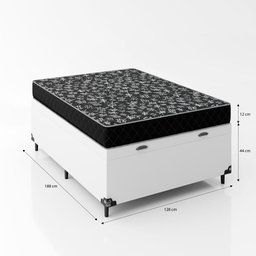 Cama Box Baú Viúva + Colchão Espuma D20 - 56x128x188cm - e-Shop Casa - Couro Branco - 2
