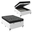Ver imagem 1 de Cama Box Baú Viúva + Colchão Espuma D20 - 56x128x188cm - e-Shop Casa - Couro Branco