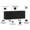 Ver imagem 2 de Aparador Buffet para Sala de Jantar 4 Portas 160cm Pés Industrial Benita N01 Preto - Lyam Decor