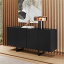 Ver imagem 1 de Aparador Buffet para Sala de Jantar 4 Portas 160cm Pés Industrial Benita N01 Preto - Lyam Decor